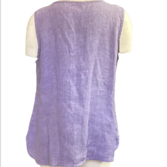 FLAX Linen Tank Top Sz M (10-14) Purple #37M - Picture 4 of 8